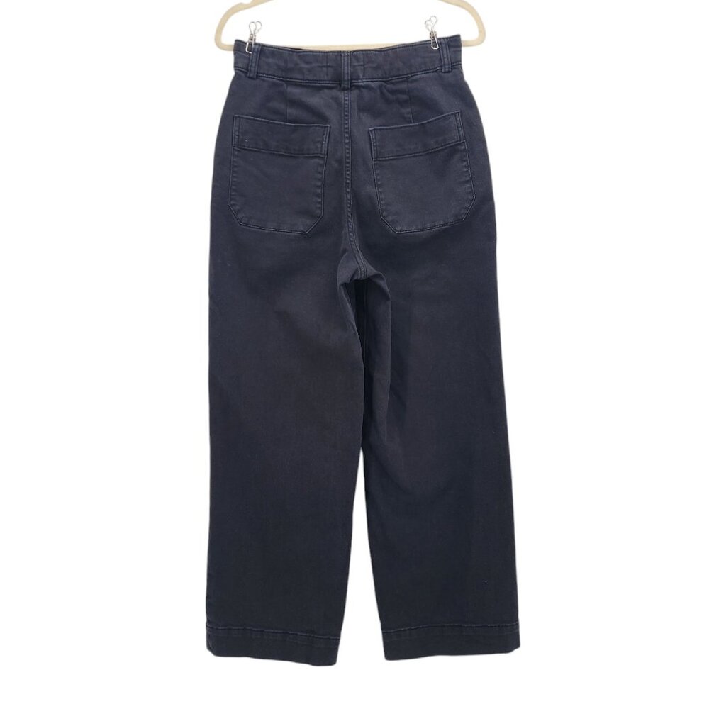 Everlane The Organic Cotton Wide-Leg Twill Black High Rise Pants Womens 8 - Picture 3 of 8